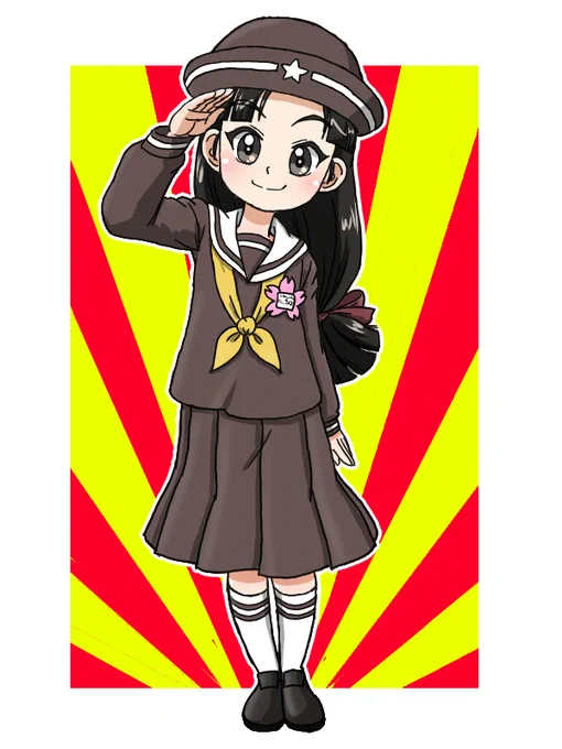 #週末ガルパンお絵描き120分一本勝負#週末ガルパンお絵描き120分一本勝負20220909お題「知波単学園」から西絹代さんです 
