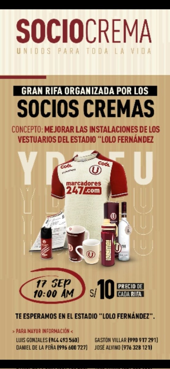 CremaRunners's tweet photo. Porque no todo es correr sino tambien ayudar, la Asociación Crema rUnners se suma a la Gran Rifa organizada por los Socios de la U para mejorar las instalaciones de los vestuarios del Lolo Fernandez. 
Si desean adquirir rifas inbox 👊
.
.
@Universitario @ColectivoUSA https://t.co/rUqFjjAXII