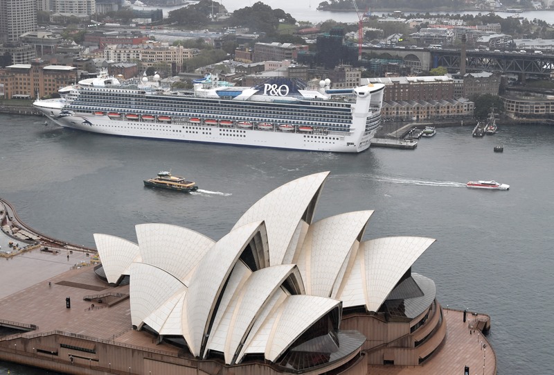 shipspassion's tweet photo. The entire #POCruisesAustralia fleet has returned to Australia with the arrival of the Pacific Adventure in Sydney this week, which also became one of the tallest ships to sail under the Sydney Harbour Bridge. https://t.co/7TU3vNINHM