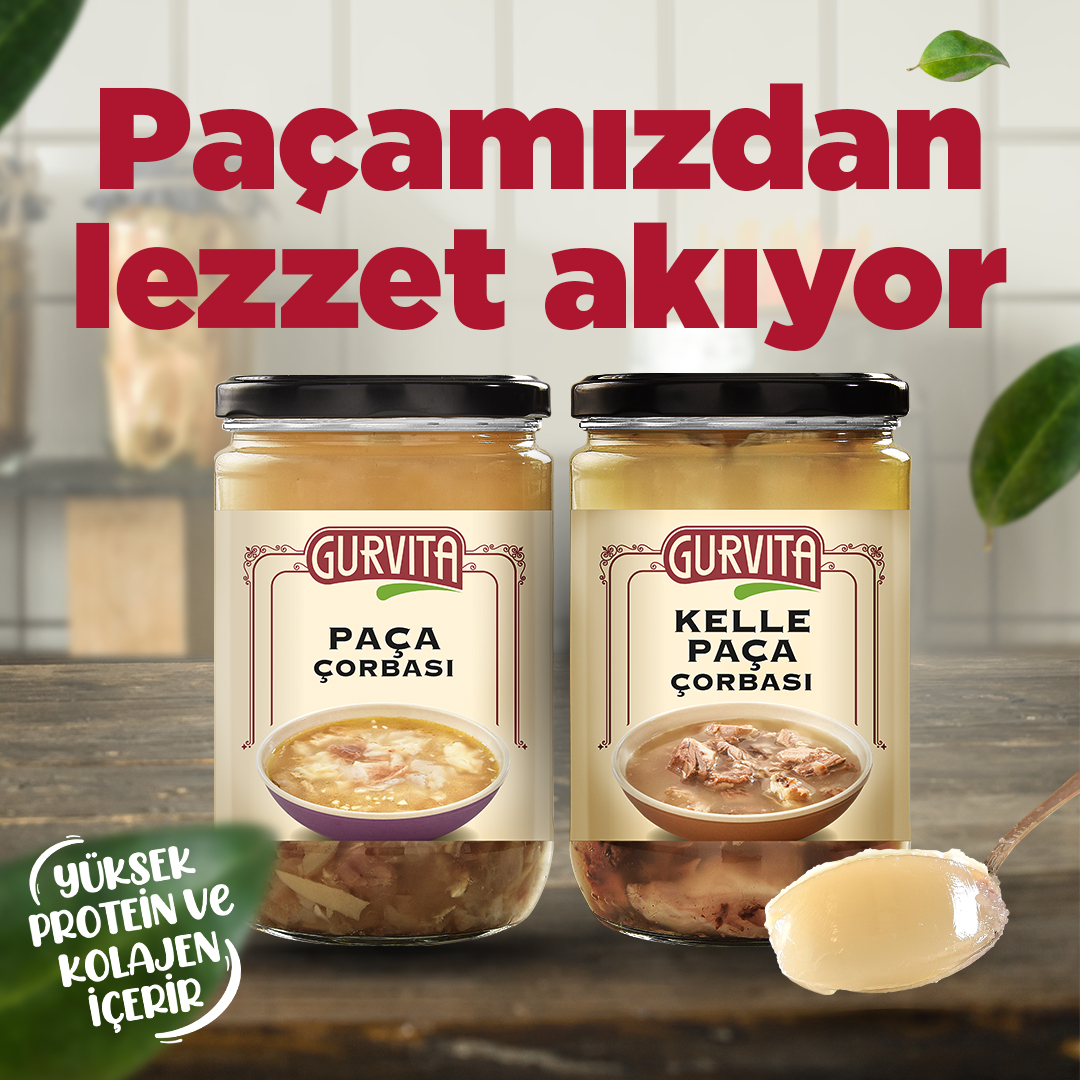 Sadece paça çorbamızdan değil, kelle paça çorbamızdan da lezzet akıyor. Çünkü çorbalarımızı hazırlarken bol bol et kullanıyoruz. 🍃 
Üstelik pişirirken kendi ilikli kemik suyumuzda hazırlıyoruz. Böylece hem yüksek proteinli hem de yüksek kolajenli oluyorlar. 🙌🏻
 #gurvita