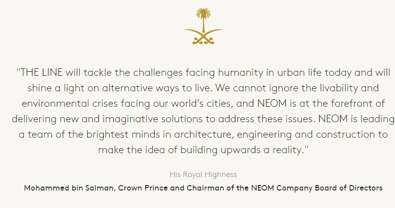 Does anyone else keep seeing an ad for "The Line", apparently a Utopian city being developed by MBS? <a href="/mattyglesias/">Matthew Yglesias</a> or <a href="/joshtpm/">Josh Marshall</a>, or anyone else... I feel like we need a serious deep dive into what's going on here? 
neom.com/en-us/regions/…