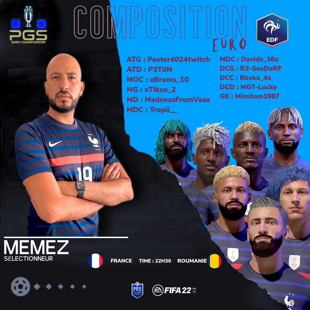INF Virtual Club Pro (@lesbleusclubpro) on Twitter photo ๐๐ต๐ธ๐ฝ๐ฐ๐ป๐ด ๐ด๐
๐
๐พ๐
Voici la composition de LโEquipe de France Club Pro de <a href="/MemeZ94/">MemeZ</a> assistรฉ de @ClaudioCornil & <a href="/xMaki5/">Maki</a> pour la suite de LโEuro <a href="/_Official_PGS/">PGS Esports</a> ๐
Ce soir | 9 Sept.
โฐ 21H45 -
France ๐ซ๐ท - ๐ท๐ด Roumanie
Roumanie ๐ท๐ด - ๐ซ๐ท France ๐๐ต๐ธ๐ฝ๐ฐ๐ป๐ด ๐ด๐
๐
๐พ๐
Voici la composition de LโEquipe de France Club Pro de <a href="/MemeZ94/">MemeZ</a> assistรฉ de @ClaudioCornil & <a href="/xMaki5/">Maki</a> pour la suite de LโEuro <a href="/_Official_PGS/">PGS Esports</a> ๐
Ce soir | 9 Sept.
โฐ 21H45 -
France ๐ซ๐ท - ๐ท๐ด Roumanie
Roumanie ๐ท๐ด - ๐ซ๐ท France