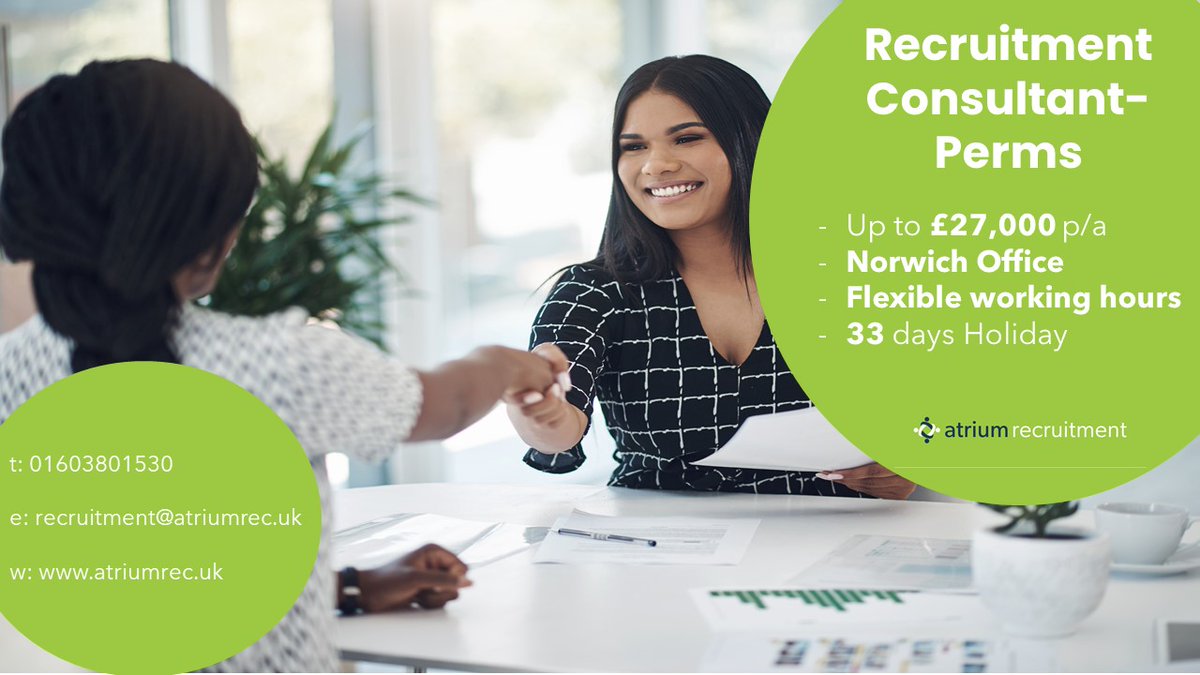 We have a fantastic opportunity to join our team as Perms Recruitment Consultant in Norwich!

For more information and to apply, please click on link below: 
atriumrec.uk/job/recruitmen…