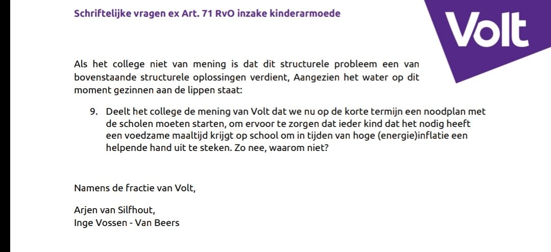 Gisteren hebben we in den Bosch vragen gesteld over kinderarmoede en kinderen die met honger naar school gaan in de gemeente <a href="/shertogenbosch/">'s-Hertogenbosch</a>.

Schrijnend om te zien. Bij <a href="/VoltNederland/">Volt Nederland 👋</a> en <a href="/VoltDenBosch/">Volt Den Bosch</a> vinden we dat elk kind een gezonde maaltijd op school verdient.