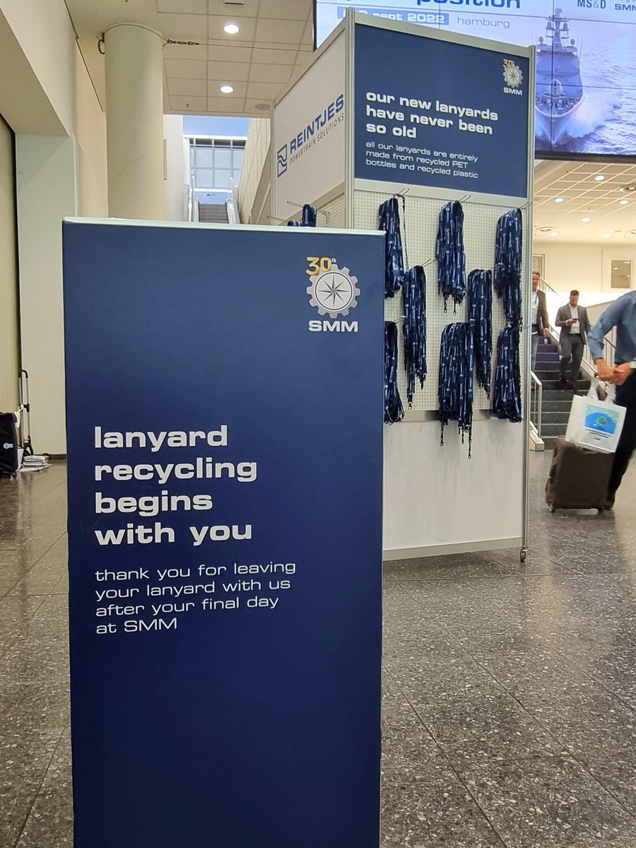 Never have our lanyards been so old! This year they were made from 100% recycled PET bottles and recycled plastic. Drop them off at the exits after your time at #SMMfair so they can be recycled again afterwards.

#drivingthemaritimetransition