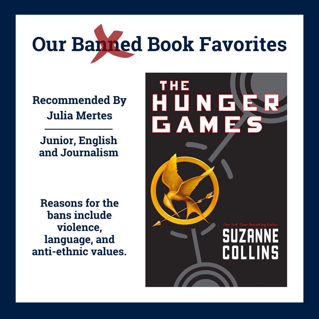 Penn State English on X: Have you ever read this banned book favorite? We  are starting off our first Banned Book Friday with The Hunger Games by  Suzanne Collins 📘 Follow along
