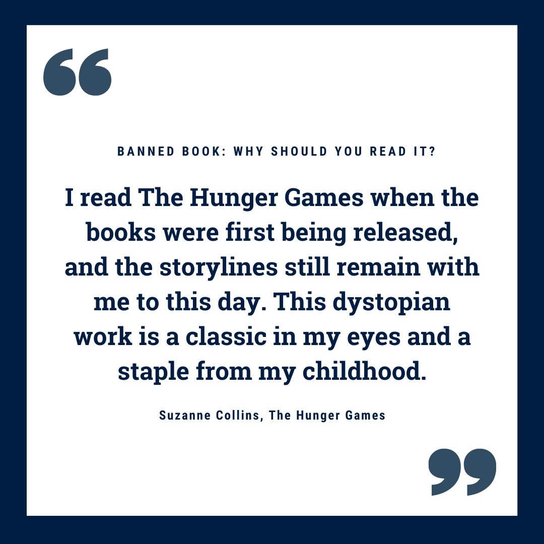 Penn State English on Twitter: "Have you ever read this banned book  favorite? We are starting off our first Banned Book Friday with The Hunger  Games by Suzanne Collins 📘 Follow along