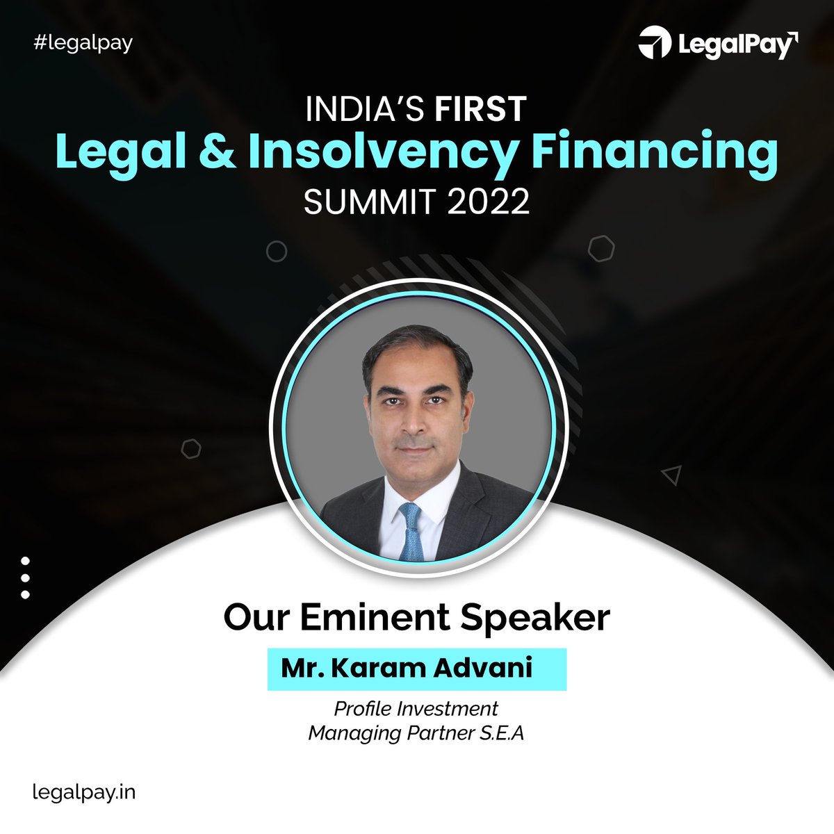 legal_pay's tweet photo. Since we are so close to the event, Team
@legal_pay is fired up and prepared to host India's first-ever #Legaland #Insolvency #Financing Summit!
Introducing our eminent #speaker, Mr. Karam Advani, head of operations at Profile #Investment https://t.co/bomL8y0vnM