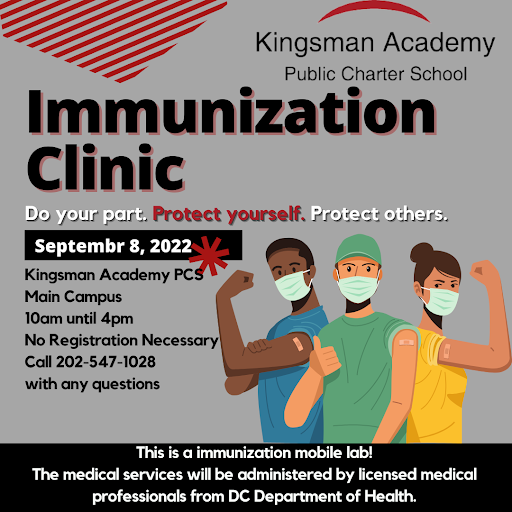 KingsmanAcademy's tweet photo. No Excuses. Just show up. We will take care of the rest. Thanks, @dchealth, for helping us take care for our students, staff, and families today. Now enrolling. Limited seats available. https://t.co/TuBArGtVdz