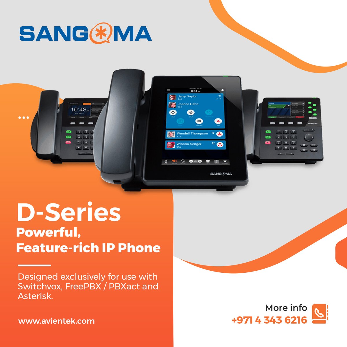 avientekglobal's tweet photo. Enrich your communication and collaboration experience with the Sangoma D series IP Phones!

#avientek #avcompany  #audiovisual  #sangoma #iphone #ippbx #businessphones #ipphones #pbx #unifiedcommunication #ucaas #uc #phonesystem #middleeast https://t.co/XgFBJjvJjn