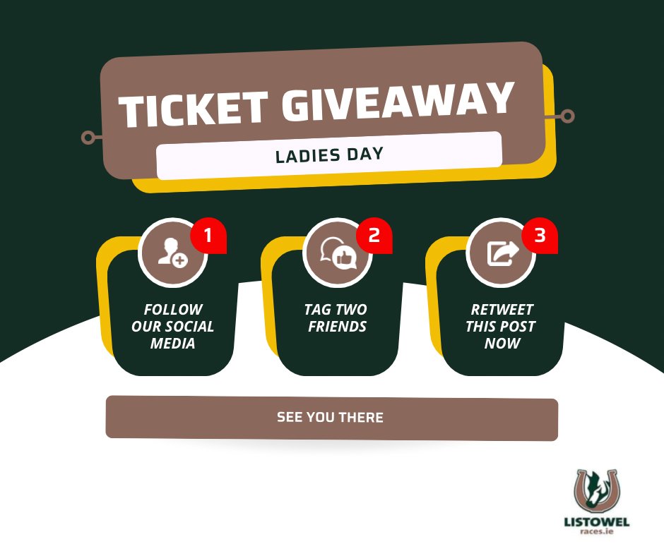 ListowelRaces's tweet photo. Freebie Friday😍

Harvest Festival fever has well and truly arrived and we want YOU to join us in Listowel from 18-24 Sept!

Simply follow the steps on the graphics to enter👍🏻

Tickets available via the link below

🎟 https://t.co/FLfk0ngLyi

#freebie #freebiefriday #giveaway https://t.co/hKs5btP699