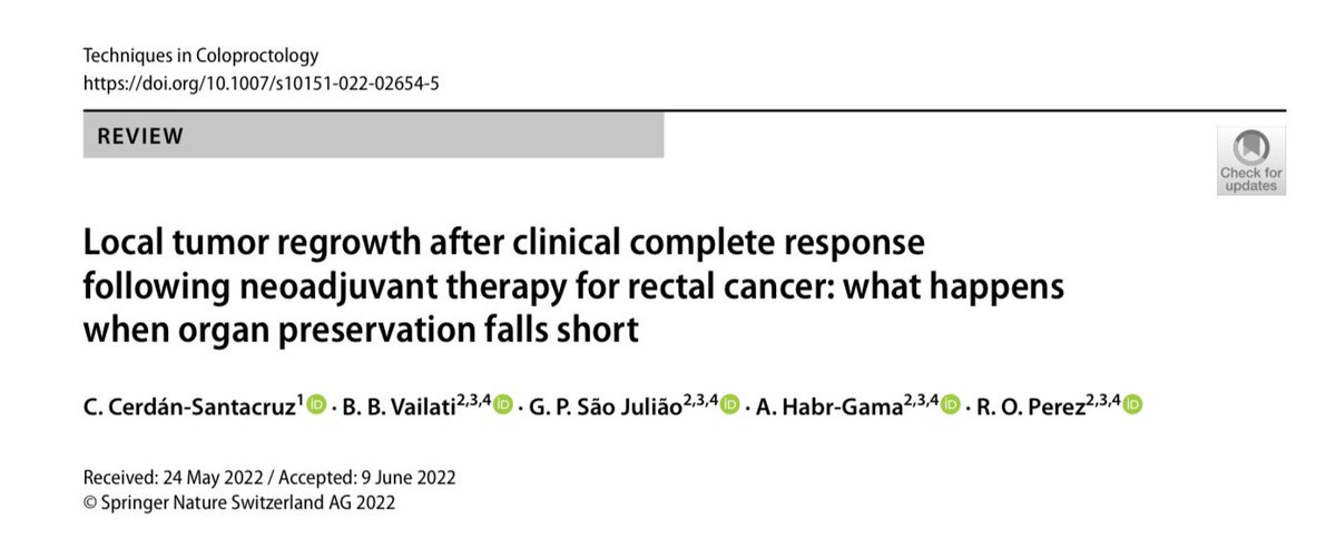 DrCarlosCerdan's tweet photo. Delighted and honoured to share authorship of this thougtful review of the greatest challenge in W&amp;W in rectal cancer. Thanks to this amazing team for their tireless work and their generosity to all the young surgeons who visit them. https://t.co/mgeFLuVt7u Click to full-text🔝🔝 https://t.co/UNaYj1WY1A