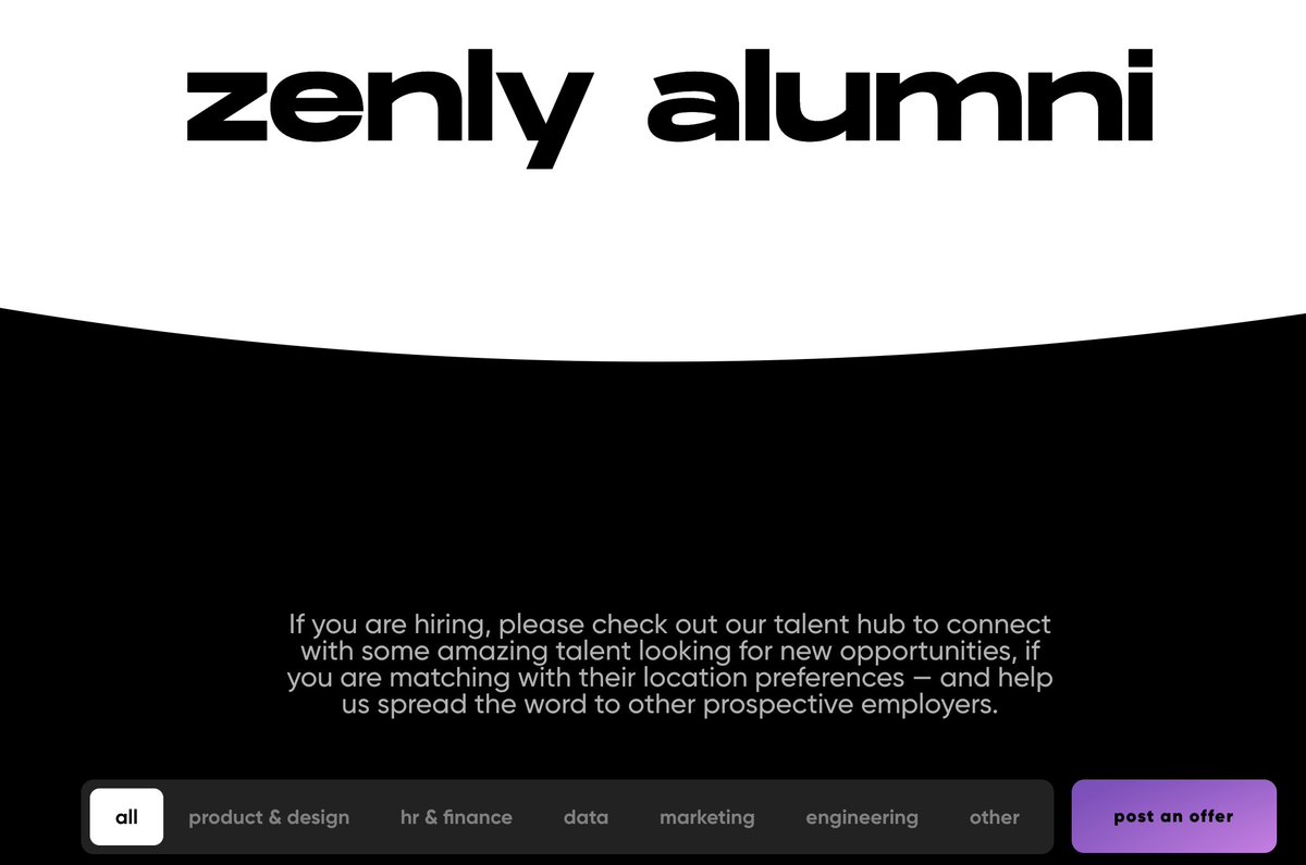 GergelyOrosz's tweet photo. Snap does not let Zenly employees (who will all be laid off( list themselves on the Snap Talent Hub b/c they are technically still Snap employees.

So Zenly built a talent hub in a few days. It is way more slick vs what Snap has in place: 

https://t.co/xgfepcMfEd

Epic response. https://t.co/GupqkyVO34