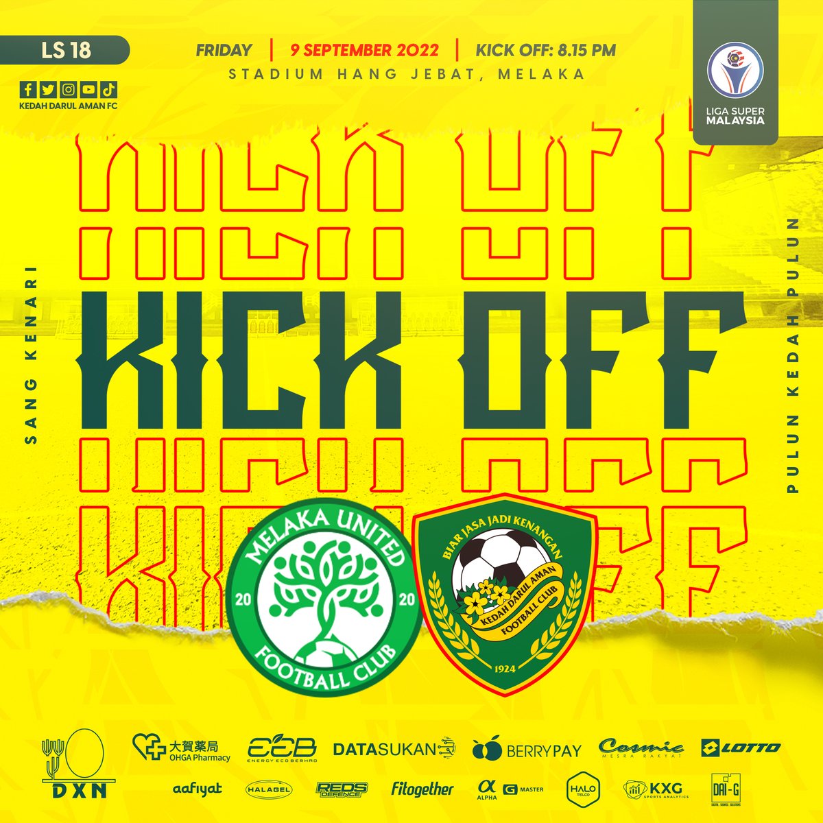 kda_fc's tweet photo. ⚔ KICK OFF ⚔ Pulun Kedah Pulun!

🔰 1' MELAKA UNITED FC 0 - 0 KDA FC

#KDAFC #PulunKedahPulun #SangKenari #BiarJasaJadiKenangan #2022season #LS18 #MLUKDA https://t.co/ly3rURCvQx
