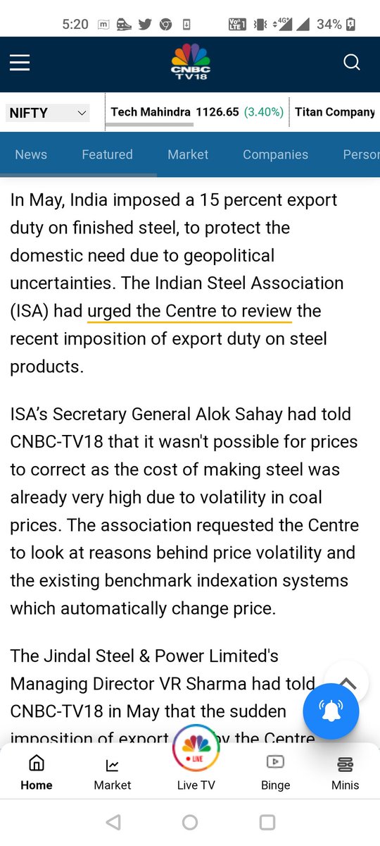 massma1982's tweet photo. India is considering a proposal for calibrated reduction of export duty on steel. (Source: CNBC)
Read more: https://t.co/jkIqx0JGqg
Info&Tech comm.
@SANGHVIAMIT
#massma #massmaupdate #exportduty #export #stainlesssteel https://t.co/i0MH1A3taS