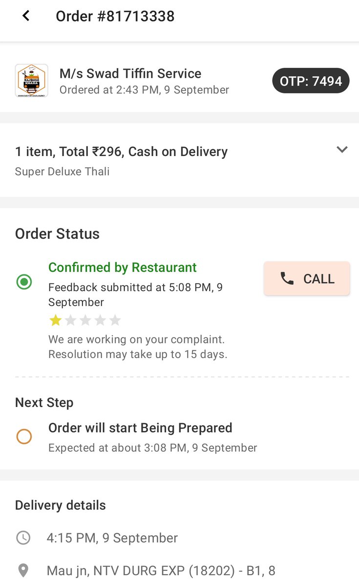 Atuljais2012's tweet photo. @irctc,@RailMinIndia @RailwayNorthern  ordered super delux thali on durg nautanwa express,at mau junction, on 9 sep 2022,pathetic food at 296 rs, not even worth 120 rs, please ban swad tiffin and refund my extra money taken in the name of delux thali. https://t.co/1U7Xl2BISI