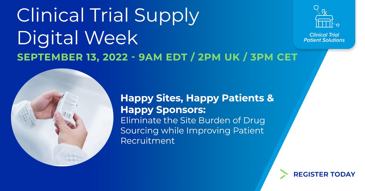 Myonex (@myonexcts) on Twitter photo Join us at Clinical Trial Supply Digital Week this week on Sept 13th! 
Looking to shorten timelines, eliminate waste, and provide alternative site/patient-centric solutions related to drug sourcing? Sign up to join our webinar by clicking the link below:
informaconnect.com/clinical-trial… Join us at Clinical Trial Supply Digital Week this week on Sept 13th! 
Looking to shorten timelines, eliminate waste, and provide alternative site/patient-centric solutions related to drug sourcing? Sign up to join our webinar by clicking the link below:
informaconnect.com/clinical-trial…