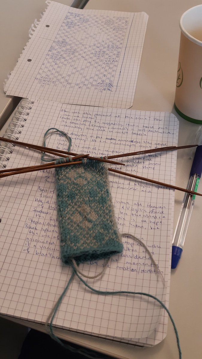 On the train home after presenting at my first conference (and starting to knit another tie). Had a great time and met wonderful people. #shakesqueer #bvsn
