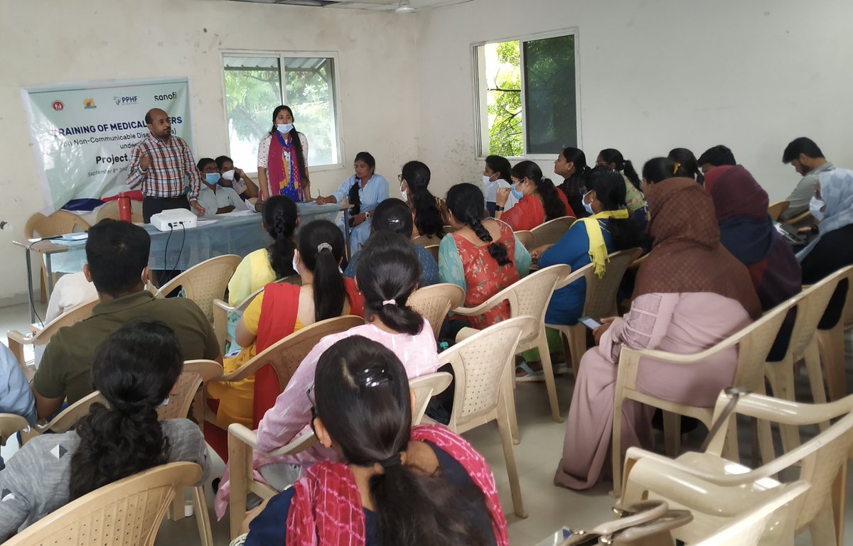 PPHF_Global's tweet photo. #ProjectASPIRE
@PPHF_Asia @sanofi
and State NCD cell #Telangana conducted a Refresher #training yesterday on #NCDs for the #MedicalOfficers at Medchal, Telangana. The training attended by 60 MOs provided role #clarity and #reoriented them regarding #NCDs and #Cancers. https://t.co/7AgcWieBzH