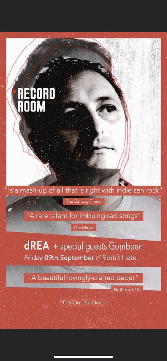 TONIGHT dREA ( Full Band Show) @ The Record Room Limerick Special Guests Gombeen  Doors 9pm Tickets 15.#Indiemusic#Limerick