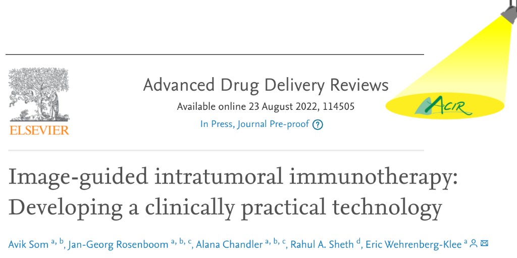 ACIR (@acir_org) on Twitter photo SPOTLIGHT: Image-guided intratumoral #immunotherapy: Developing a clinically practical technology @MGH_RI. Originally published in <a href="/ADDReditors/">Editors of Advanced Drug Delivery Reviews</a>. To read our summary click ow.ly/VH0850KCjyT and scroll all the way down. SPOTLIGHT: Image-guided intratumoral #immunotherapy: Developing a clinically practical technology @MGH_RI. Originally published in <a href="/ADDReditors/">Editors of Advanced Drug Delivery Reviews</a>. To read our summary click ow.ly/VH0850KCjyT and scroll all the way down.