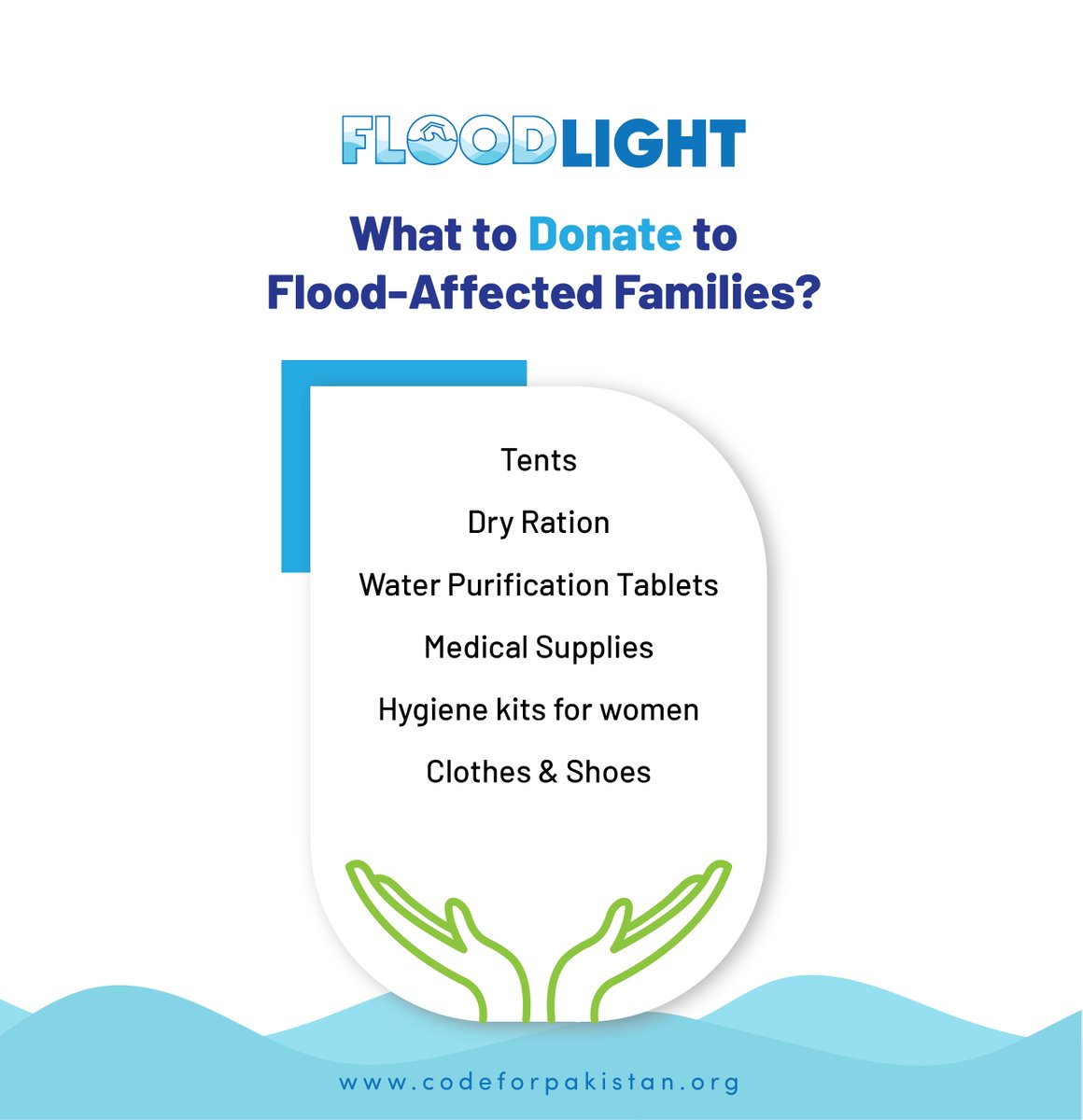 CodeforPakistan's tweet photo. #FloodsInPakistan2022 forced millions of families to flee their homes in search of safety.
If you're thinking to #donate, we've listed the items that flood-affected people are in dire need of right now, as they #rebuild they lives. https://t.co/HmwTaU2HTz
