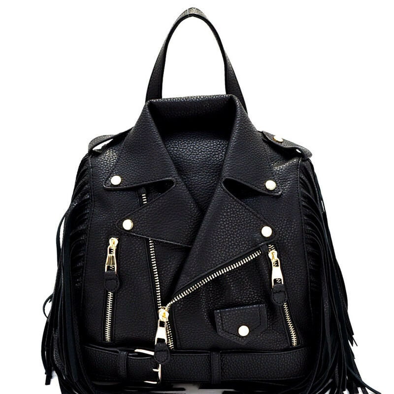 artisan_pure's tweet image. Motorcycle Jacket Fringed Backpack-Southwest Backpack-Faux Vegan Leather-Women's Biker Bag-Fringed Boho Accessory Bag etsy.me/3ObJDwS #Etsy #ArtisanPureSkinCare #BohoBackpack