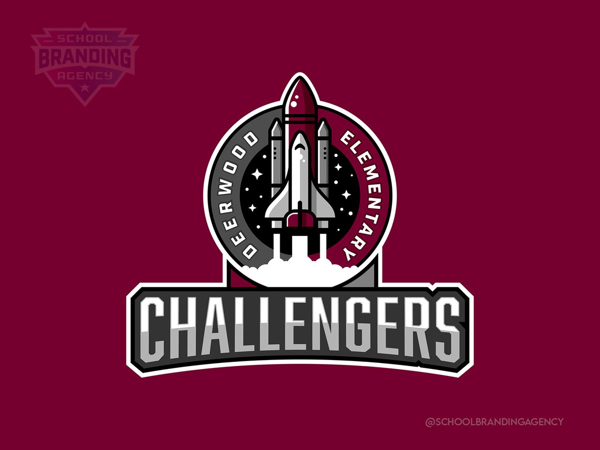 A unique school logo design for Deerwood Elementary school comprises a beautiful icon of the space shuttle lifting off from Earth with boosters.

The logo design communicated the values of the school and the word Challengers.

Created by schoolbranding.agency 

#schoolbranding