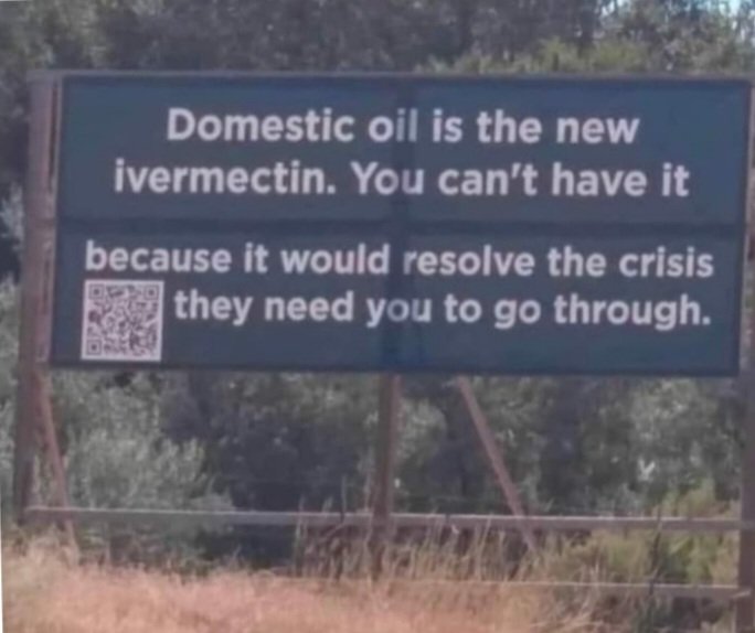 Solid roadside redpill.

It’s all about control. 
Oil production makes food and gasoline cheaper.