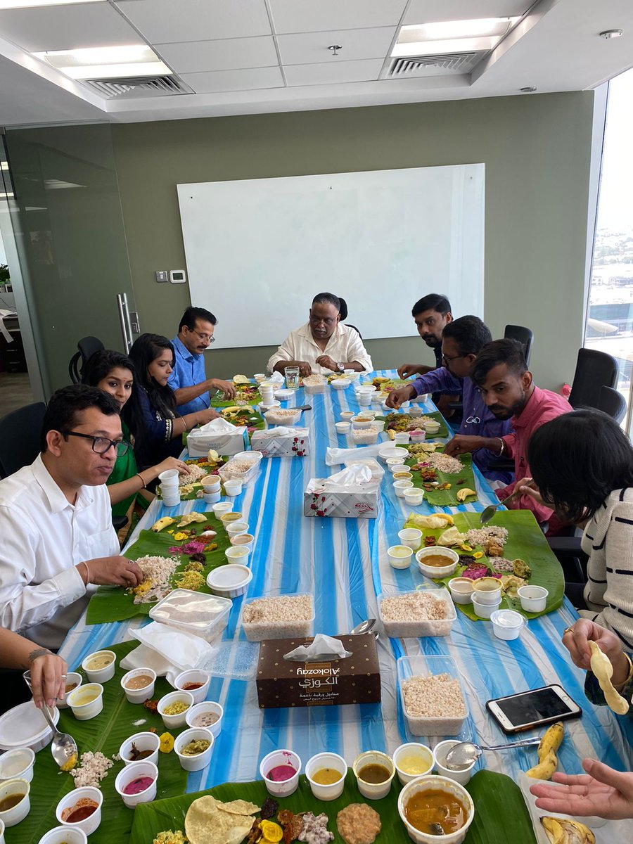 virenxia's tweet photo. Onam celebrations this year at the Virenxia #Dubai office featured a beautiful flower pookalam made by our team followed by the traditional Onam sadhya lunch. #team #celebrations #Onam https://t.co/822O22jThy