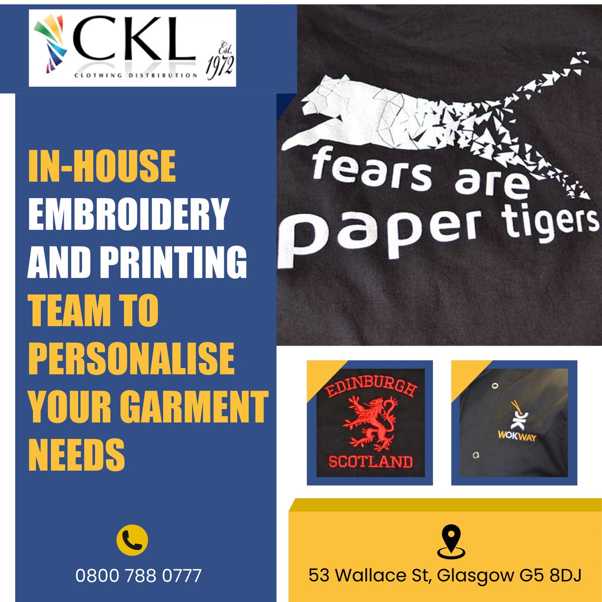 Is your team's sports kit in need of a revamp? Perhaps you're a new business looking to imprint your company logo on work wear? We are able to offer embroidery services for a wide range of requirements.

Visit us on ckl.uk.com

#wholesale #Workwear #sweaterweather