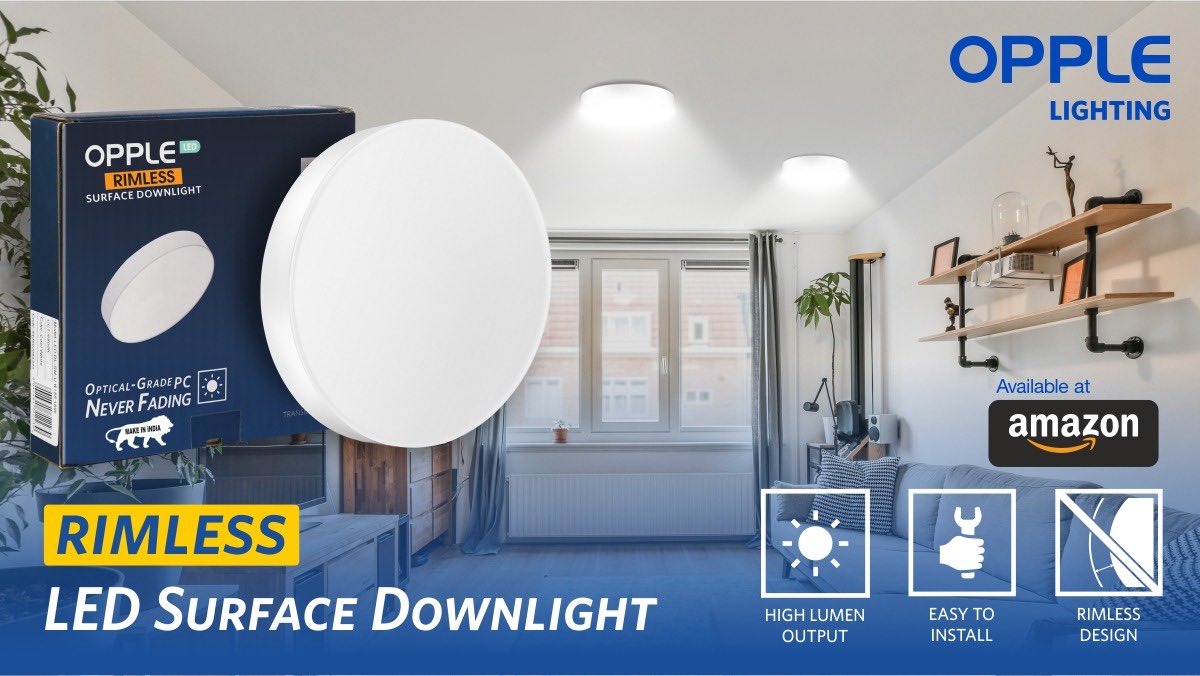 Oppleindia's tweet photo. Our Rimless LED Surface Downlight offers high lumen output, low energy consumption, and long-lasting life with a unique rimless design.
Buy Now at Amazon, visit - https://t.co/uAsdP7d4OJ
#LEDDownlight #DownLight #Downlights #BrightLight #StylishLight #BestLight #LedLights https://t.co/IubBS8DPlp