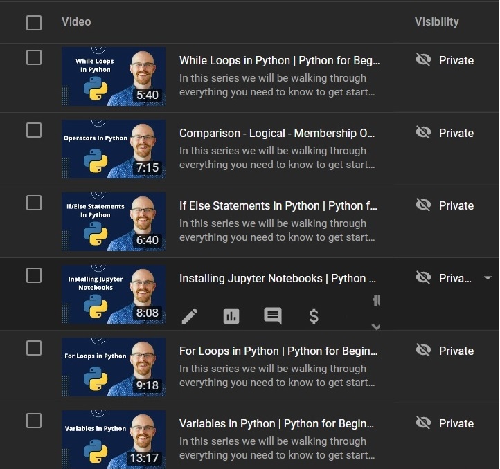 Alex_TheAnalyst's tweet photo. New Python Series will start right after the Power BI Series finishes in a few weeks! This is the first 6 videos of about 30 videos that will cover all of the basics as well as Pandas, Web Scraping, Matplotlib, and more! Super excited to finally do some Python tutorials! :D https://t.co/7ozIJAwZkN