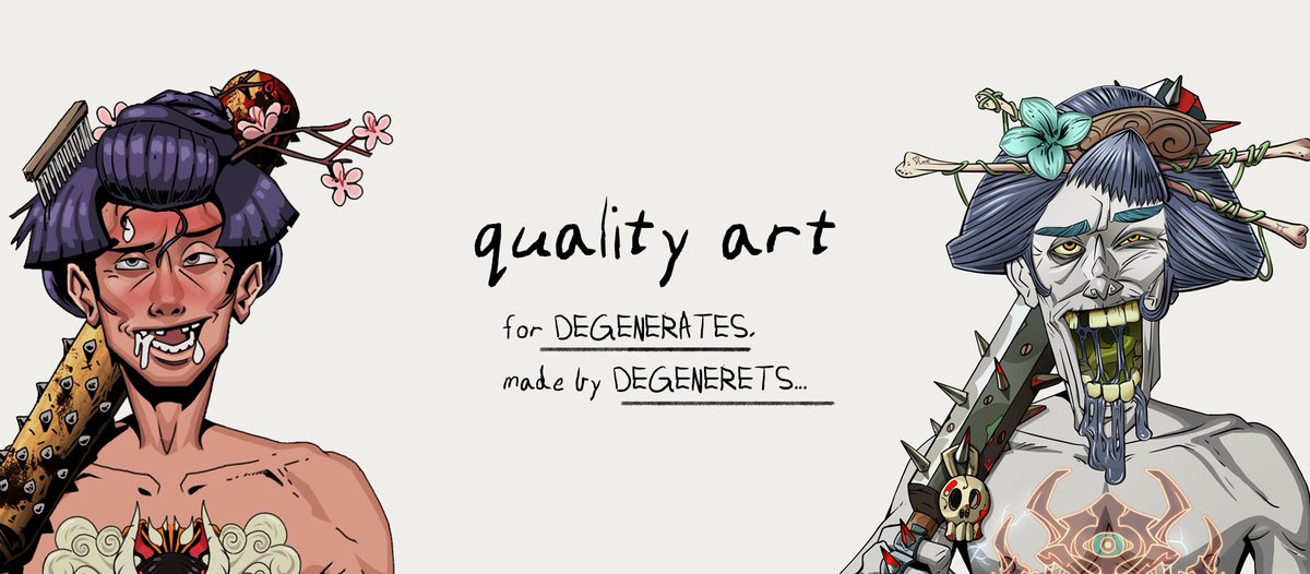 DegenDojoNFT's tweet image. We're ready with our biggest and best release for the Dojo. 

We thought it'd be fun in the calm before the storm to give an overview of how we got here and what's next. 

This thread might be a good reason to FADE the DOJO

OR

If you're a DEGEN, perhaps a reason to join...🧵