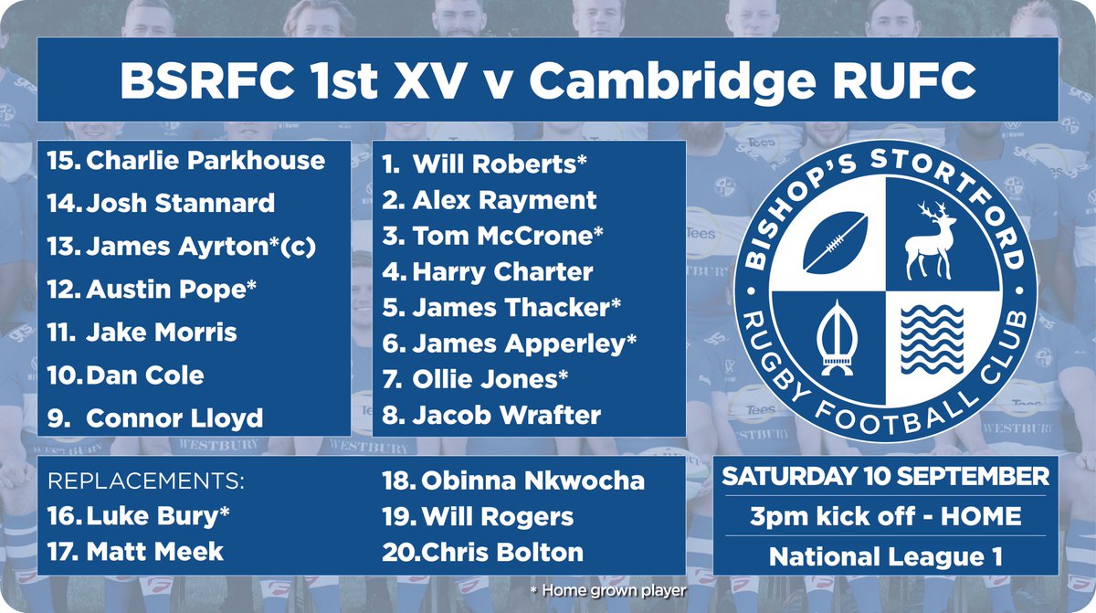 Following guidance from the RFU, tomorrow's game against Cambridge <a href="/camrufc/">Cambridge Rugby 🏉</a> goes ahead. We will observe 2 minutes silence in memory of HM Queen Elizabeth II. Here's the First XV team.