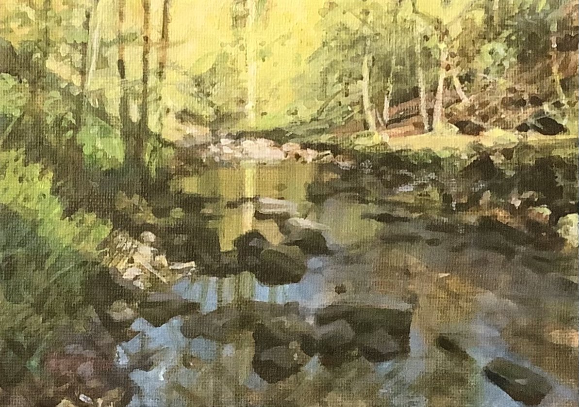 JCheall's tweet photo. ‘Littlebeck’ Acrylic on board, 7x5”. North Yorkshire. #littlebeck #painting #yorkshire #NorthYorkshire #Summer #Delius #Whitby https://t.co/syjB8oP6bo