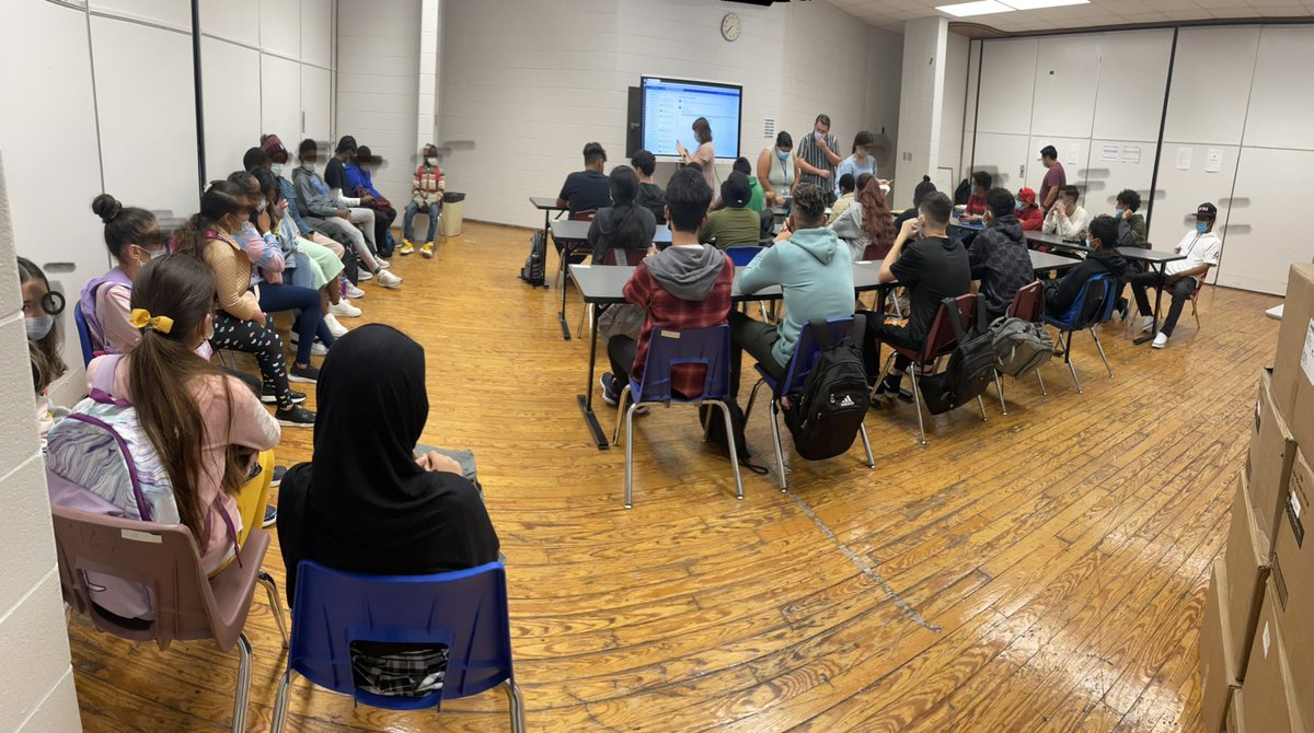 Over 40 new students enrolled this week in our Welcome strand. Today they participate in a multilingual overview on suicide prevention and prepare to transition to their regular schedules. #WeAreJCPS