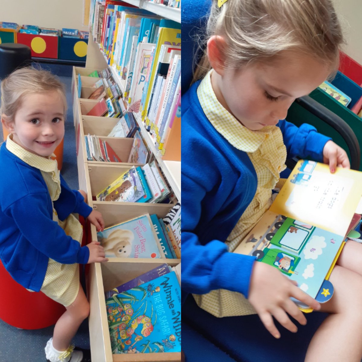 Discover_Ent's tweet photo. Stocking up on library books before last day of first week at school. #reception #RB @StMaryB17 #books #mychildreads #books #firstweekatschool https://t.co/dXml2zvMlY