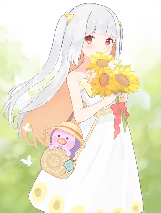 白ワンピ似合いすぎ妖怪のおうまゆうちゃんです#おま絵 