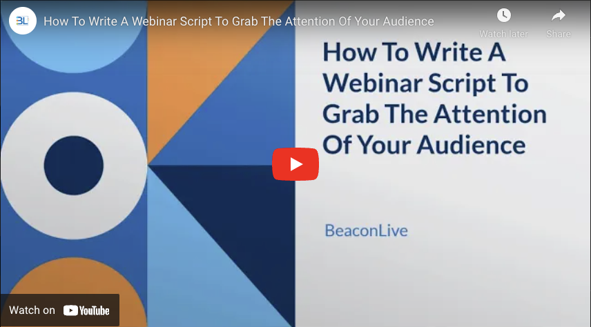BeaconLive's tweet image. Video Feature Friday!
In this video, you will find a breakdown of highlights from our popular blog article How To Write A Webinar Script To Grab The Attention Of Your Audience

Watch the video here: hubs.la/Q01lV-ZJ0
#WebinarScriptTemplates #VideoFeatureFriday #BeaconLive