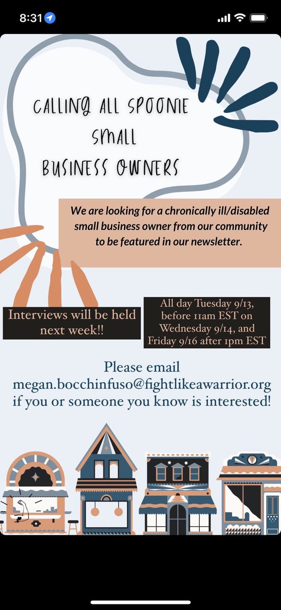 FLAWarriorOrg's tweet photo. Calling all Spoonie Small Business owners! 

We are looking for more individuals to be featured in our newsletter! 

Check out the graphic below for more information on when interviews will be held 🤍 https://t.co/cTTKG2MA9x
