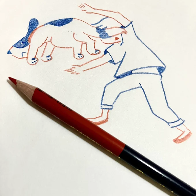 はい。赤青鉛筆で描いています。 