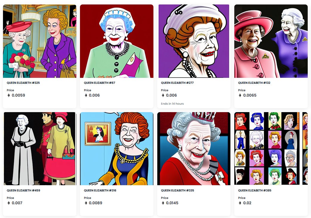 TradeCryptoMed's tweet photo. #ScrollerTC

👑Crypto degens have wasted no time after the passing of Queen Elizabeth II, flooding the crypto market with more than 40 new Queen-related meme #tokens, and hundreds of new #NFTs in the same vein.

#TradeCrypto #TC #Crypto #CryptoNews #NFT #cryptocurrency https://t.co/bz9U8DrRIC