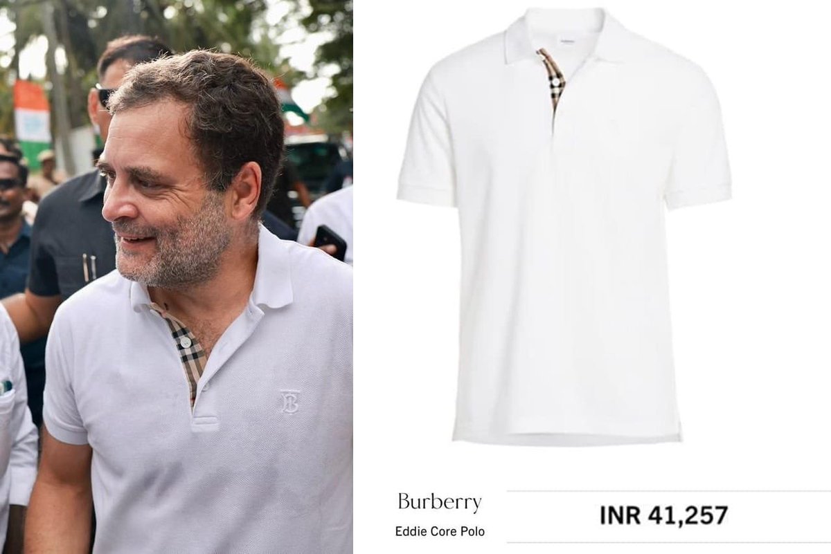 PrTomer's tweet photo. राहुल गांधी का यह T-Shirt की कीमत दिखाकर उनकी आलोचना करना कि राहुल गांधी ने इतनी महँगी #burberry की टीशर्ट पहन रखी है ग़लत है। 

विरोध या समर्थन मुद्दों और नीतियों के आधार पर होना चाहिए। व्यक्तिगत या निम्न स्तर की आलोचना किसी की भी किसी भी अस्तर पर सही नहीं है। https://t.co/QpNrIHk7zt