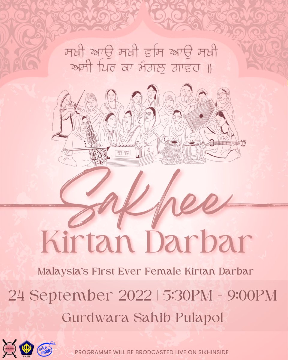 We invite you to join us for Malaysia’s first ever female Kirtan Darbar as we tune in through the Female Voices of our community to celebrate our radiant sisterhood. We welcome Sanggat from near and far, families and friends as we gather to enjoy an evening of Naam, Bani &amp; Bliss