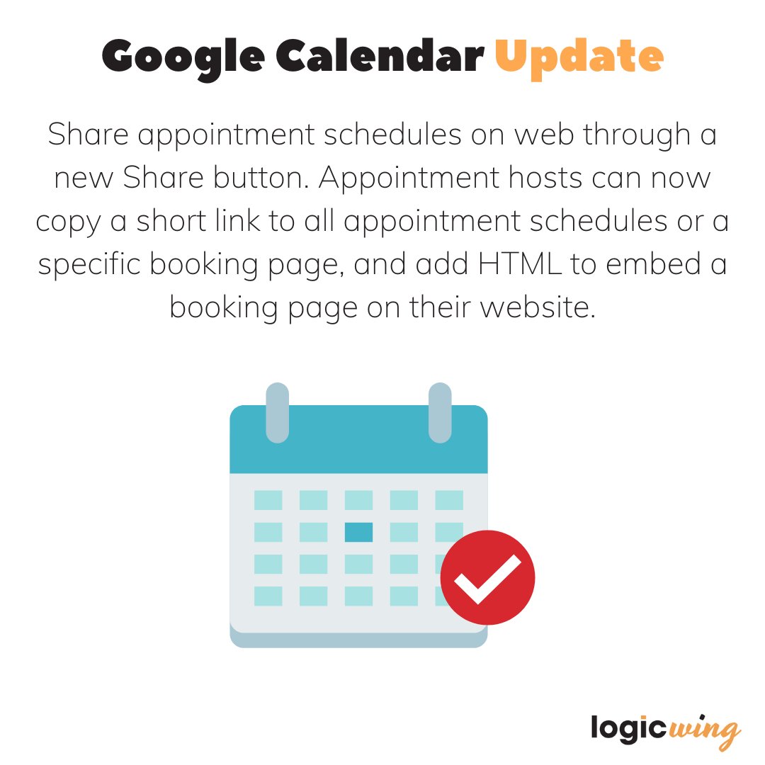 logicwing's tweet image. Better sharing options for appointment schedules 🕘
.
.
.
#logicwing #liveworklearn #googleworkspaceupdate #googleworkspace #classroom #logicwingtips