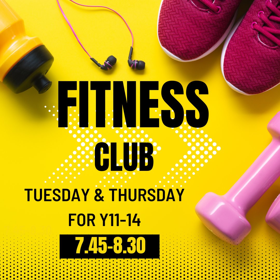 Year 11-14 Pupils

why not join us at Fitness club - every Tuesday and Thursday morning before school.

Start your day the right way!