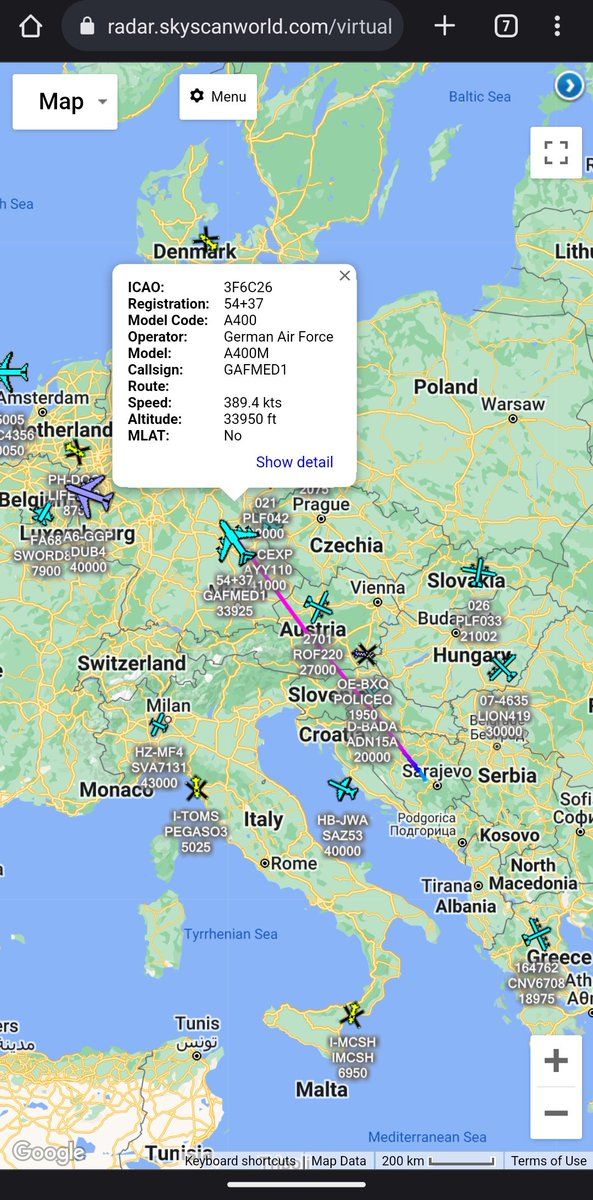 scan_sky's tweet photo. German Air Force 🇩🇪 - Airbus A400M - 54+47 - #GAFMED1
Departed From Sarajevo International Airport 🇧🇦
Callsign Indicates A Medevac Tasking 🚑
Up To 50 German Troops Are Deployed To EUFOR-Althea As Part Of The EUs Peace Keeping Mission In The Country. https://t.co/dzOo2Fh6Gc