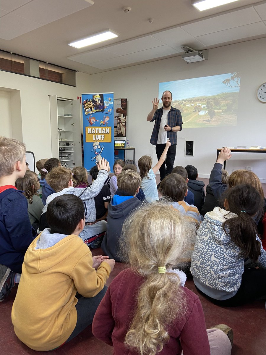 Year 1 has since decided that lambs (&amp; chickens) 🐓 are indeed the scariest animals alive 😄 Thank you for regaling us with tales from your childhood on the farm + reminding us that books are magic ✨📚🪄 <a href="/LuffNathan/">Nathan Luff</a> Consider us now, your Nerd Herd 🦙 #nerdherd #booksaremagic