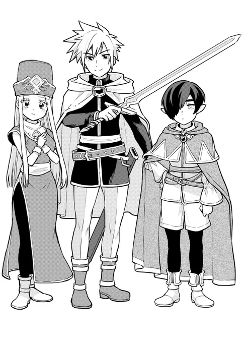 これは今描いてる投稿用のキャラデザ。初めてのファンタジーです!
勇者様御一行〜 